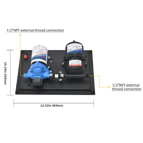 DC 24V RV Waterpomp, 3 GPM, 55 PSI, Silent on Demand RV Water Diafragm Pomp met druktank, Zoetwater Boom voor bootaanhanger, RV, Keuken (12V)