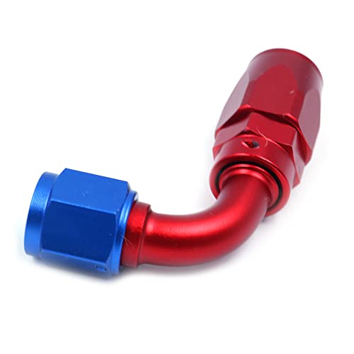 2 Pack 6AN Swivel slang einde passen 90 graden voor gevlochten CPE brandstof slang blauw rood 4