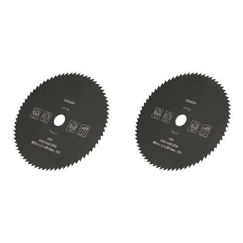 Rondzaagblad, Verpakking van 2, 85 mm x 10 mm, 72T, Zeer scherpe snijschijf voor Cement, PVC buizen, Hout, Plastic, Aluminium met snelle, gladde sneden