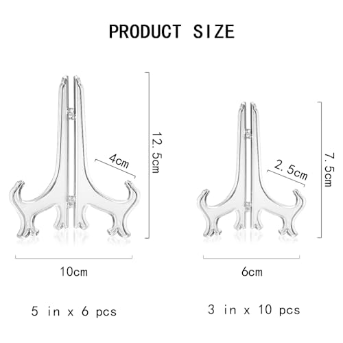 16st heldere kunststof plaat stand / easels, vouwplaat houder 3' en 5'' display staat mini duidelijke plastic ezels kleine display staat kleine tafelezel om foto's op te slaan of