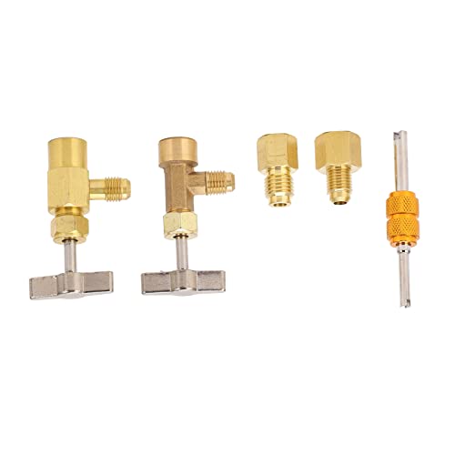 R1234Yf Adapter, Refrigerant Dispenser met Tank Adapter Messing Leakproof Dispenser Valve met Koelerant Tank Adapters R134A Zelfdichtende Kan Faucet voor Airconditioning 4