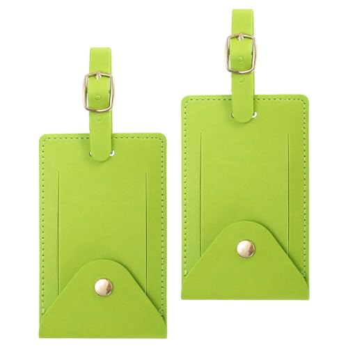 Bagagelabels voor koffers, 2 stuks PU-lederen bagagelabels privacybescherming bagage-identificatie reistaslabels reisaccessoires, lichtgroen