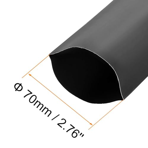70mm Dia 113mm Flat Heat Shrink Tubing Wrapping Slang, 1m Lengte Elektrische isolatie Warmte Heat Shrink Wrapping Cable Cover, 2:1 Ratio Waterdichte Covers voor elektrische isolatie en reparaties, Zwart