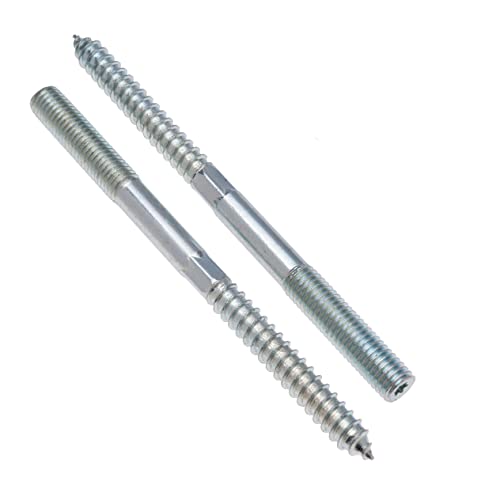 M8x120mm Hanger Bolts, Double Sided Dowel Schroeven, Hout Schroeven, Gegalvaniseerde Hoofdloze bevestiging met Hex Bit voor Key, Metric Bolts en Hout Schroeven Thread (10 stuks)