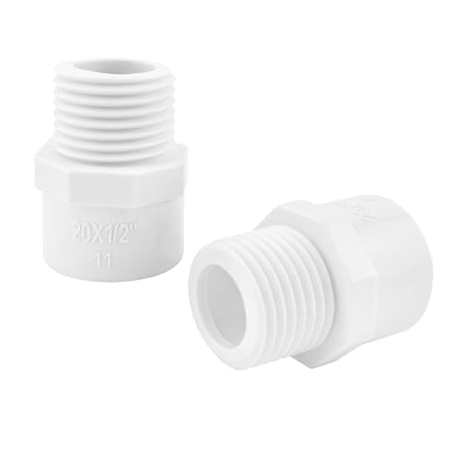 2 stuks PVC buizenfittingen, 20mm x 1/2 Inch Man Thread Slangverbindingsstukken, voor Aquarium, Tuinslangsystemen