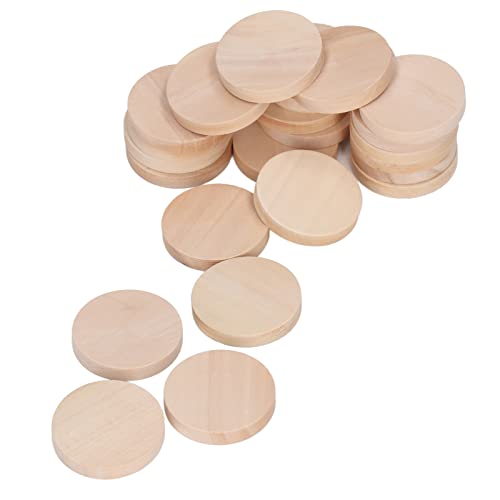 50st 1,2 inch rond hout 50st 1,2 inch ronde houten munten, kleine houten cirkels munten, ronde houten penningen kleine lege houten uitsparingen cirkels chip voor 4