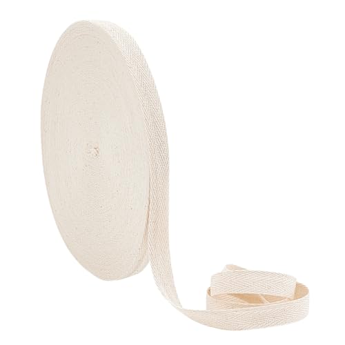 50m/rol 15mm brede haringbone katoenen webbing, katoen Twill tape, platte katoenen haringbone koorden voor het breien, naaien DIY ambachten, wit