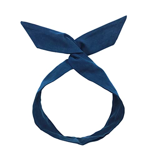 Vintage hoofdbanden voor vrouwen, haarband hoofdband Vrouwen haarbanden Bow Flexibel Iron Wire Buigbare hoofdband Haarband met Bow, Retro Haar Accessoires voor vrouwen meisjes, Navy Blue