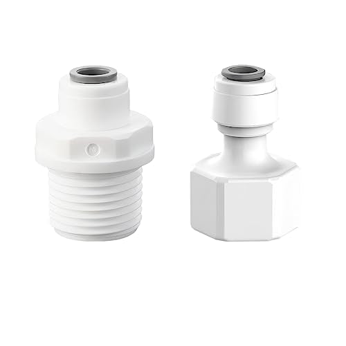 2 stuks waterfilter slang connector, 1/4 inch tot 1/2 inch vrouwelijke draad en 1/4 inch tot 1/2 inch mannelijke, RO waterfilter passen