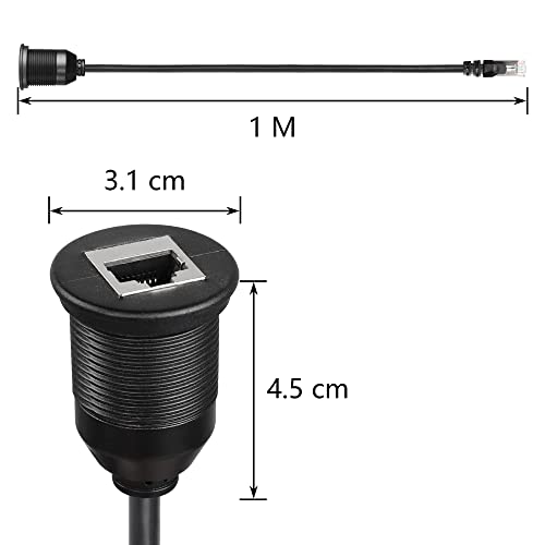 RJ45 Panel Flush Mount Kabel 3FT RJ45 Plug naar Bus Auto Flush Mount Kabel voor Auto Truck Boat Motorfiets Dashboard Computer etc 4