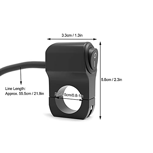 Handlebar Switch, 7/8in Handlebar Switch Headlight Fog Light On Off Knop Waterdicht voor 12V Motorfiets ATV Elektrische fietsen 4