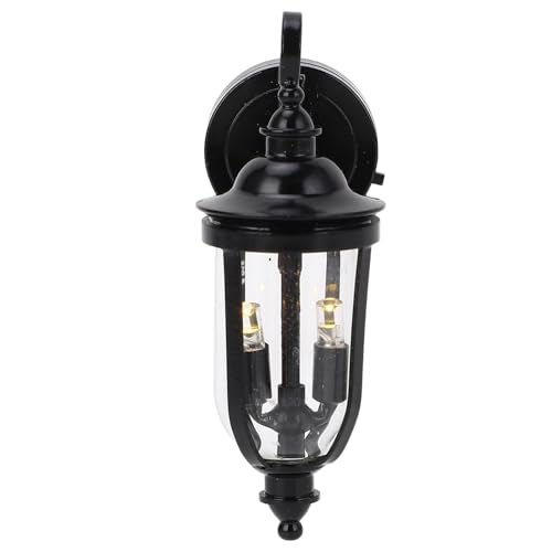 Miniatuur Wandlamp met LED-lamp, Black Glass Wall Sconce voor Dollhouse Tuin Decoratie, 1:12 Dollhouse LED Wall Lamp, Grote DIY Speelgoed 3