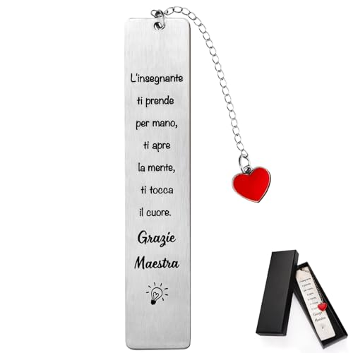 Cadeaus voor leraren, metalen bladwijzer met Italiaans gezegde, bladwijzer voor leraren en leraren