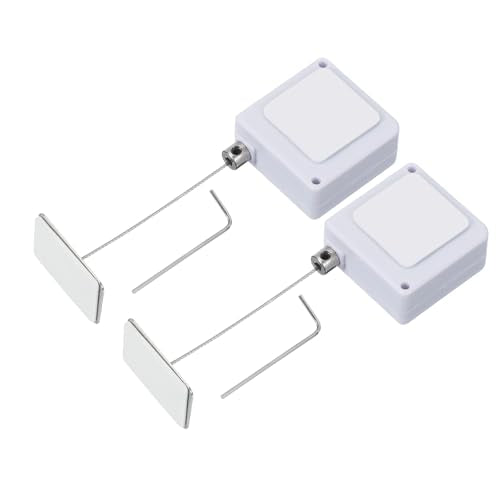 3.3 Ft Intrekbare afstandsbediening Tether, 2 stuks Square Security Kabel Lanyard Lock Break Style met verstelbare sluiting lijm voor TV afstandsbediening, wit (Square Iron