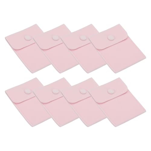 9x4 inch sieraden zakje, 8 stuks zachte fluwelen zakjes met drukknop draagbare opslag voor ringen ketting armband oorbellen horloge, licht roze