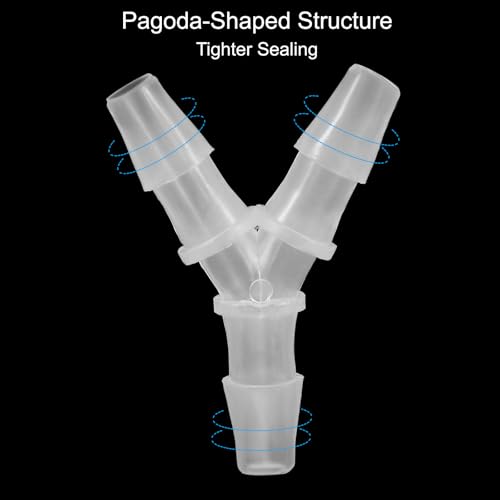 5/16" Plastic Tee Slang Fitting, 4 stuks Equal Y-vormige 3 Way Joint Splitter Mender Adapter Union Crossing Barbed Wire Split voor lucht water brandstof gas vloeistofpijp 4