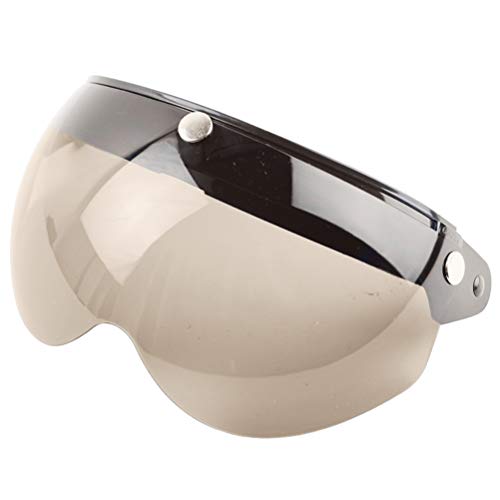 Helmet Visor, Universal 3 Snap Retro Helmet Visor Windbestendig Sunshade Halfface motorhelmen Visor (BROWN)