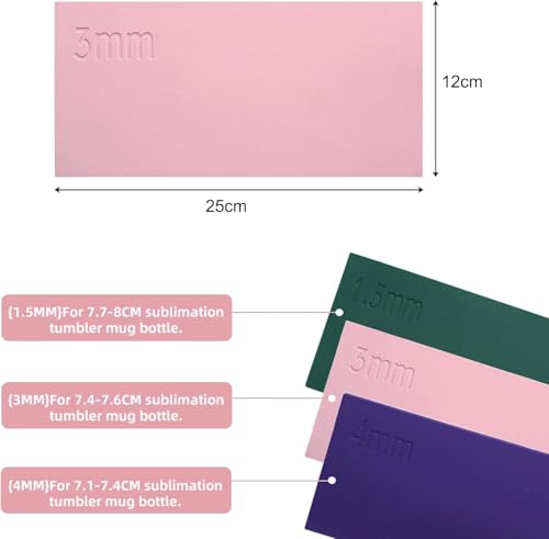 Zee 3PCS Siliconen Mug Wraps voor Sublimation Mug Heat Press Tumbler Wrap Mouw 0.15mm 0.3mm 0.4mm Dikte