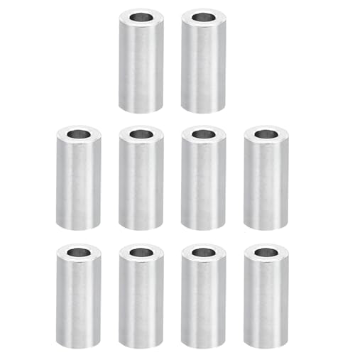 M2 aluminium afstandhouders, verpakking van 10 metalen afstandhouders, aluminium afstandhouders, 2.1 mm, ID x 4 mm OD x 10 mm L, aluminium afstandhouders met afzonderlijke schroef, rond, voor schroeven M2