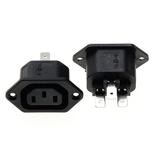 IEC Paneel Socket Flange Fix - zwart, Pack van 2 - AC 250V 10A 320 C13 Mount Vrouwelijke Connector 3 Pins Inlet Module Plug Power Straight