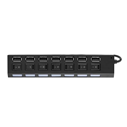 7 poort USB-hub, 450Mbps snelle transmissie, onafhankelijke switches voor PC, laptop, toetsenbord, geen conflictplug en afspelen gegevens synchroniseren hub splitter met bescherming op 4