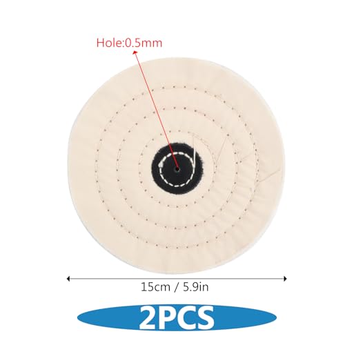 Verpakking van 2 150 mm Polishing Disc, Katoenen Kleding Polishing Schijven voor Bankschuurgereedschappen, Bank Buffers, Roestvrij staal, Chrome (Wit, 50 lagen)