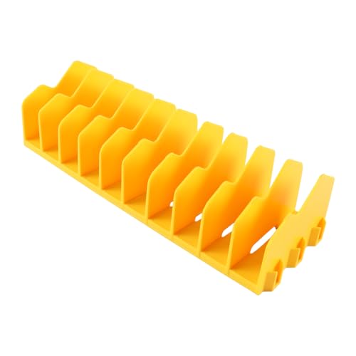 10-Slot Tang Organisator Rack Tang houder en Cutter met Non-Slip Rubber Base, Tray, Tongs Organisator, Geel