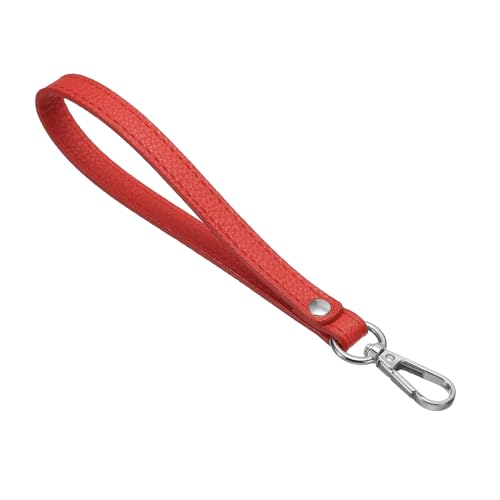 PU lederen sleutelhanger met metaal zilver Ring Sleutelhanger slot Anti-Loss Gesp voor Wallet Bag Rood Zilver Rood 20cm