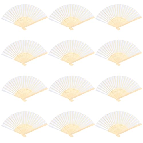 12 Paper Fans Hand Ventilator Papier Ventilatoren Bruiloft Kleine vouwhand Ventilator Kleurrijke Ventilatoren Hout Bruiloft Vouwfans Gasten Gift Bamboo Paper Fans Party