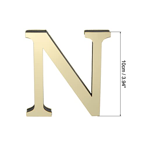 3D Acryl Alfabet Spiegel Muur Stickers Letter N Zelfklevende Home Decor Letter Sign Art Sticker Decal voor DIY Home Decoratie Lichtgoud