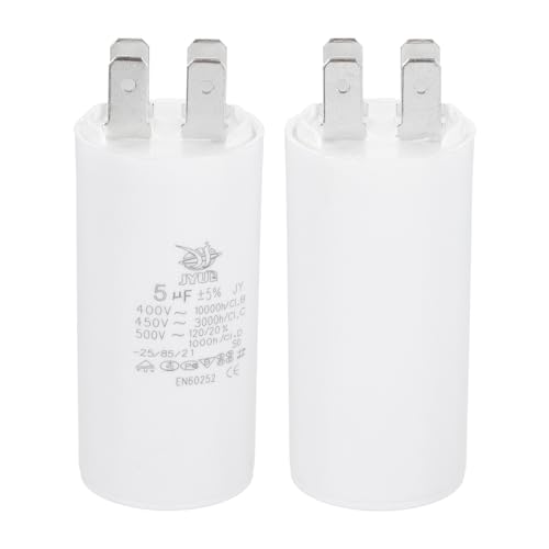 CBB60 5uF Starter condensator, 1 stuk, AC450 V, 4 pin, Universele elektrische motor condensator met veer, jas voor airconditioning, waterpompen, wit 3