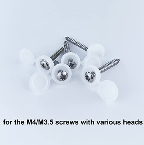 Verpakking van 50 Plastic schroefdeksels Schroefdeksels Vouwbare schroefdeksels M3.5 M4 schroefdeksels voor boorgaten, wit 4