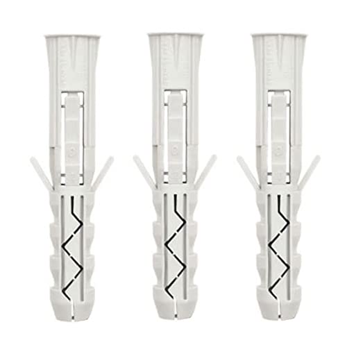 16x100mm wandpluggen voor schroeven (50 st.) Nylon Rawl bevestigingen, uitbreidingspluggen, kunststof sleeve anker passen voor 12mm diameter schroef, voor gipsplaten, baksteen, beton (Wit)