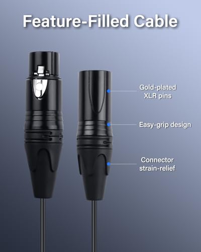 XLR Kabel, 3 Pin, XLR Plug naar Bus Extension Kabel, XLR naar XLR Speaker Kabel voor Studio Recorder, Microfoon, Mixer, Speaker System, 0,5 m 3