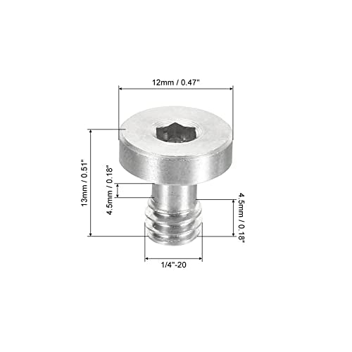 1/4"-20 Thread 13mm Lengte Camera Quick Release Schroef Tripod Schroef, 5 Pack Roestvrij stalen Hex Slot Schroeven voor DSLR Camera Rig Accessoires, Zilver