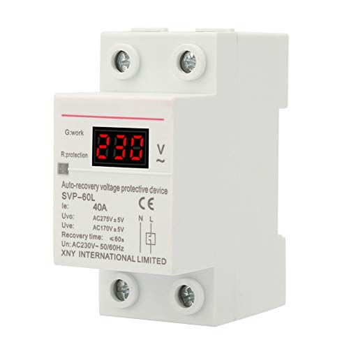 Spanningsbeveiliging 230 V 40 Een onderspanningsbescherming tegen overspanning met automatische resetbeveiliging voor 35 mm DIN rail montage