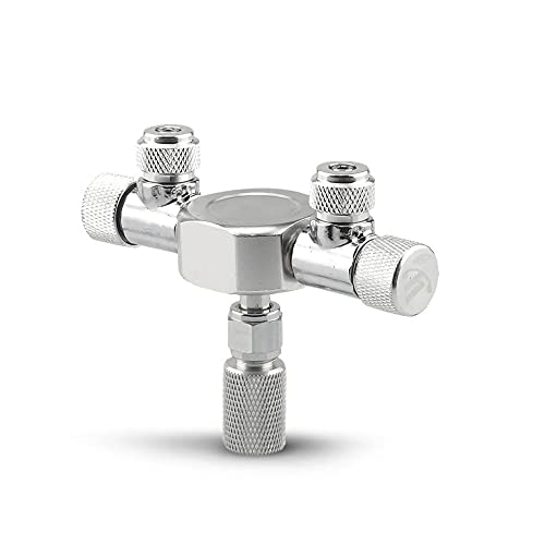 Silver Tone Metal 2 Way Splitter Regelventiel voor Aquarium Plant CO2 Tank