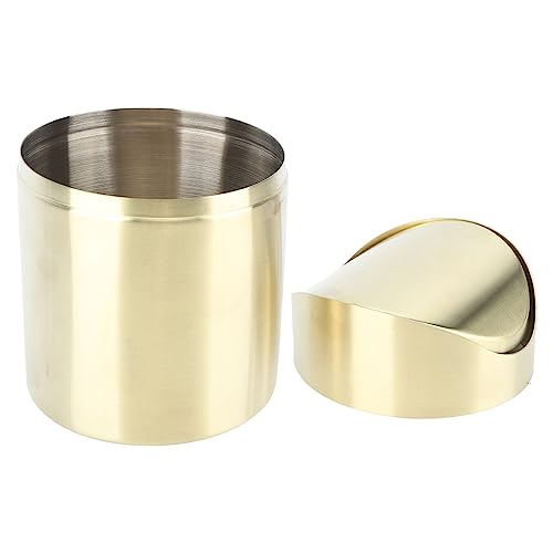 Desktop prullenbak kan 304 Roestvrij stalen vingerafdruk Proof Compact Space Saving Mini Countertop prullenbak voor Office Gold 5