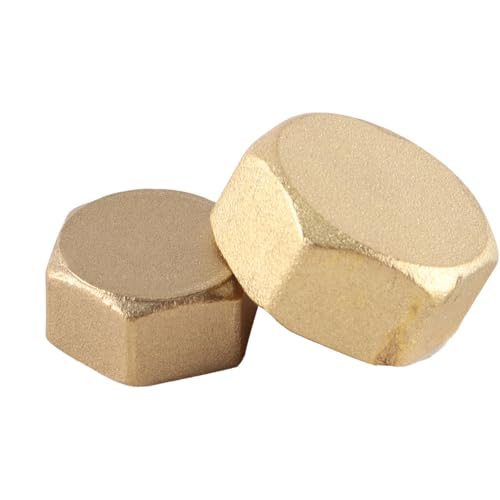 8 stuks 1/2" & 3/4" messing vrouwelijke afdekkaarten met ringen, zeshoekige binnendraad, lekvrije buiseindkoppingen voor loodgieterssystemen