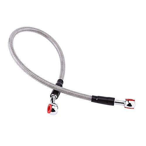 Remolie slang lijn, gevlochten olie remlijn Banjo passen roestvrij staal einde, Geschikt voor de meeste motorfietsen (45cm - grijs) Remleidingen 5