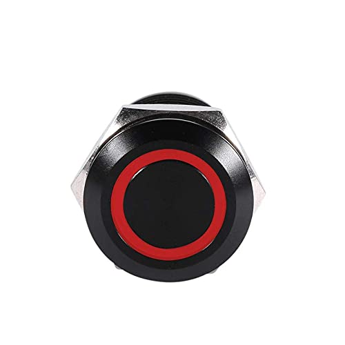 12mm Momentary Switch, Waterdichte Metaal Momentary Type Selfresetting Nickel Plated Lockable Pushknop Switch OnOf Latch Button Switch 23V (Red2V) Autoschakelaar 4