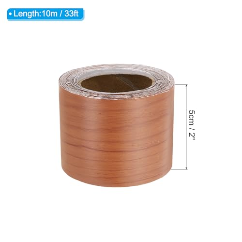 Hout Grain Reparatie Tape, 5cm x 33m, Realistische Textuur Zelfklevende Tape voor vloeren, Deuren, Tafels, Kasten, Bureaus, Cherry Wood, Rood