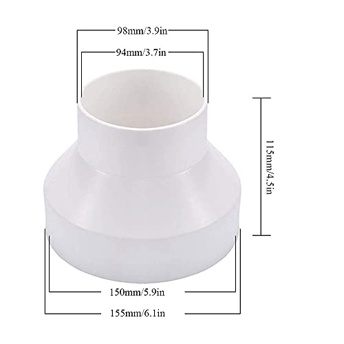 Pipe Connector voor Inline Ventilatie Systeem (150mm tot 100mm) 6" tot 4" Duct Reducer Air Duct Adapter