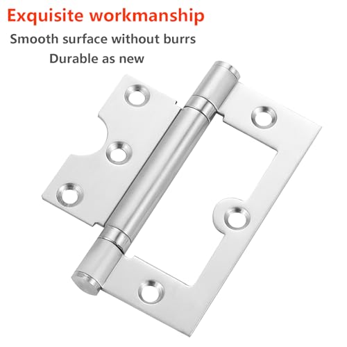 Verpakking van 2 inbouwdeurscharnieren, 101mm roestvrijstalen scharnieren met schroeven, geen geluid, gevouwen deurscharnieren voor deuren, kasten, meubels 4