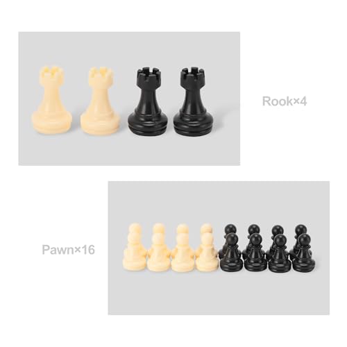 Peso Scacchi Torneo Gioco Set Solo pezzi degli scacchi, Scacchiera Gioco Set Scacchi internazionali Pezzi completi Scacchi Set Bianco e Nero (Medio-64mm, nero bianco) 3