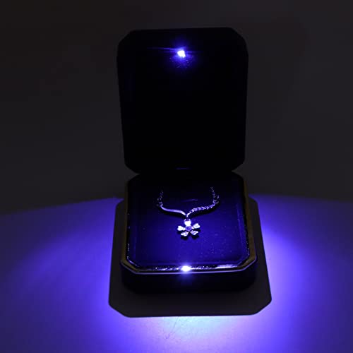 Luxe hanger doos met LED-licht, sieraden Organisator opslag geval houder ketting armband ringen Hanger Display opslag geval voor bruiloft voorstel Verloving Valentijnsdag Favors verjaardagen (zwart) 3