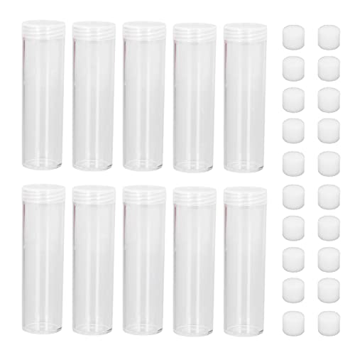 Munten buizen, Duidelijke Plastic Munten Tube met Kussen Sponge, Munten Coin Collection Organizer voor 25mm/0.98 Inch Munten centen, Pennies Collectie