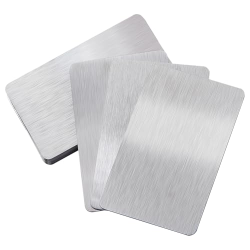 Verpakking van 10 metalen visitekaartjes, Gegraveerde metalen kaarten, Roestvrij stalen visitekaartjes, 1,0 mm, Cadeaubonnen voor kantoorklanten, 8,6 x 5,3 cm