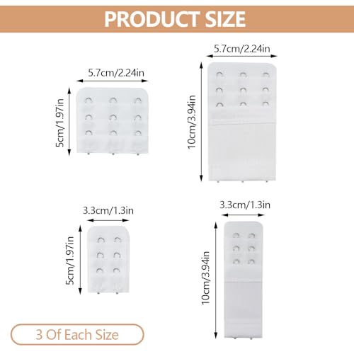 12 stuks BH Extensions, 2/3 Haak 3 rijen BH Extender, BH Extenders voor vrouwen, zacht en comfortabel Elastische BH Band Extender, geschikt voor gewichtstoename zwangerschap (Skin White Black), Multicolour