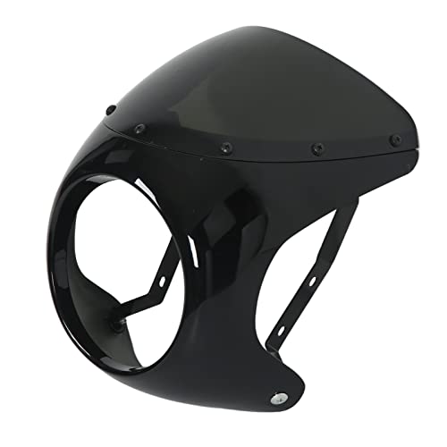 Motorfiets Koplamp Fairing, 7" Motorfiets Koplamp Fairing Beschermende voorruit Universeel voor de meeste motorfietsen Ronde koplamp(Glossy Black) Overig 3